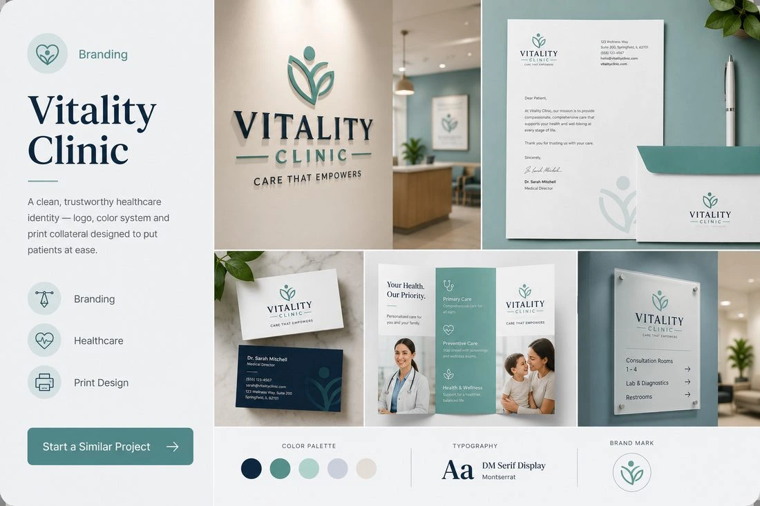 Medical clinic logo and packaging